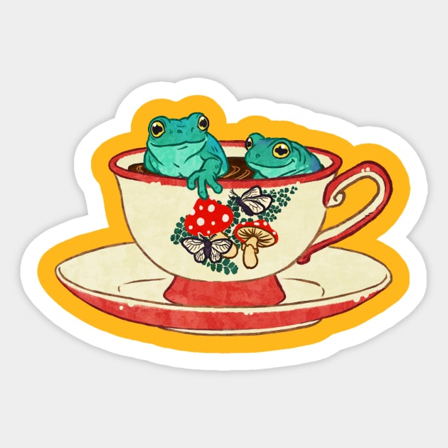 Tea Cup Frogs Sticker by Jessuh